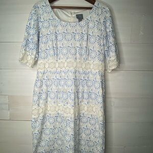 Rabbit Rabbit Rabbit Women’s Size 14 Elegant Blue and White Lace Dress